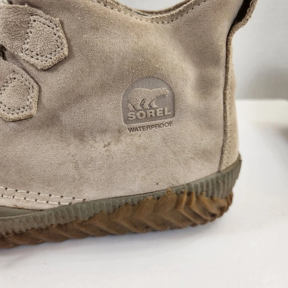 Sorel Womens Out & About Waterproof Suede Lace Up Duck Boots Taupe‎ Size 7